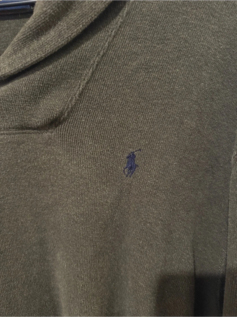 Polo Ralph Lauren Green Cotton Shawl Collar Mens Sweater - Picture 4 of 6